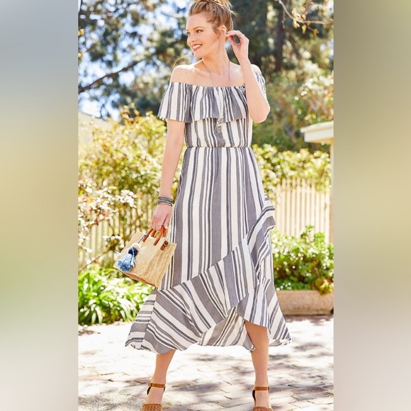 Maurices Dresses & Skirts - Maurices Black and White Striped High Low Dress